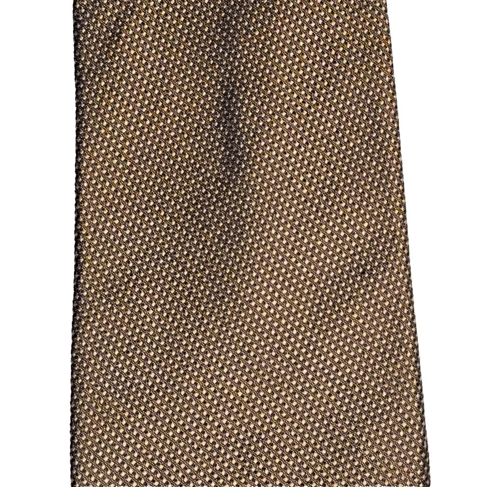 Romeo Gigli Italian Designer Silk Necktie Brown Cream Micro Pattern 58.7